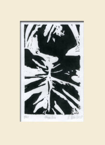 S/W Linoldruck Monstera
